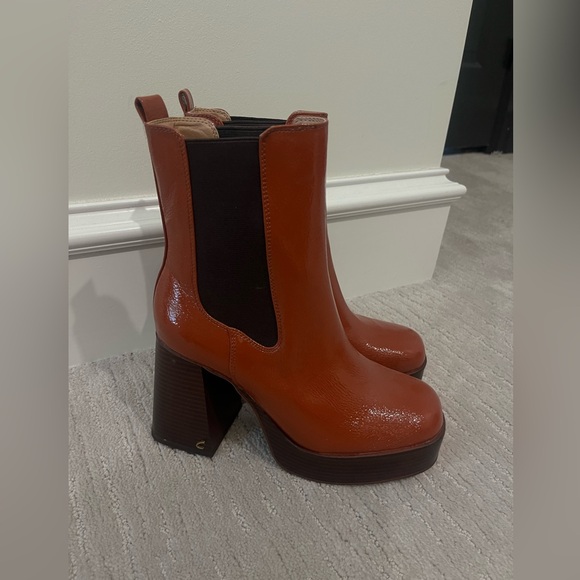 Circus by Sam Edelman Womens Stace Patent Block Heel Ankle Boots - Picture 2 of 8